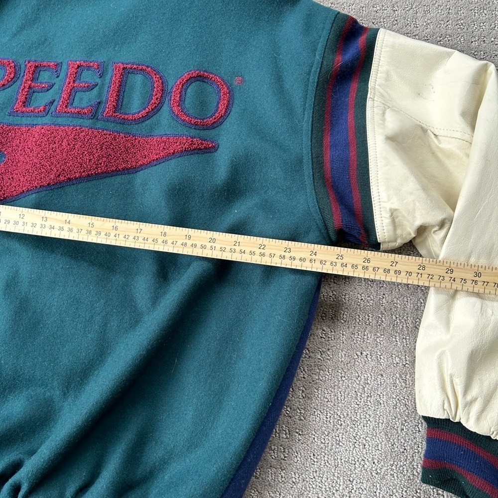 Vintage 90s Speedo varsity letterman bomber coat men’s large - Picture 9 of 10